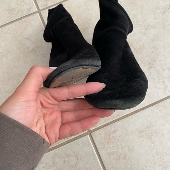 COPY - Black suede heel booties fall ankle boots - Picture 6 of 7